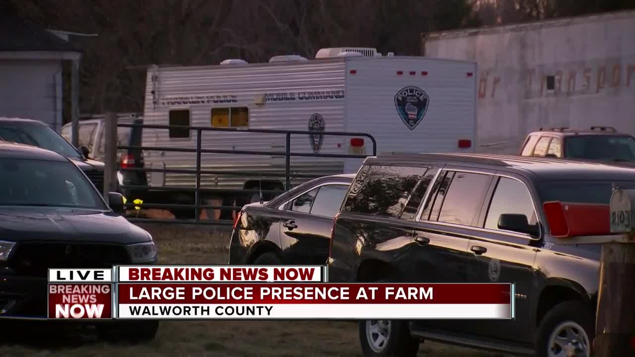 Massive police presence in an East Troy Farm
