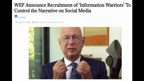 WEF Announce Recruitment of ‘Information Trolls’ To Control and Police the Narrative on Social Media