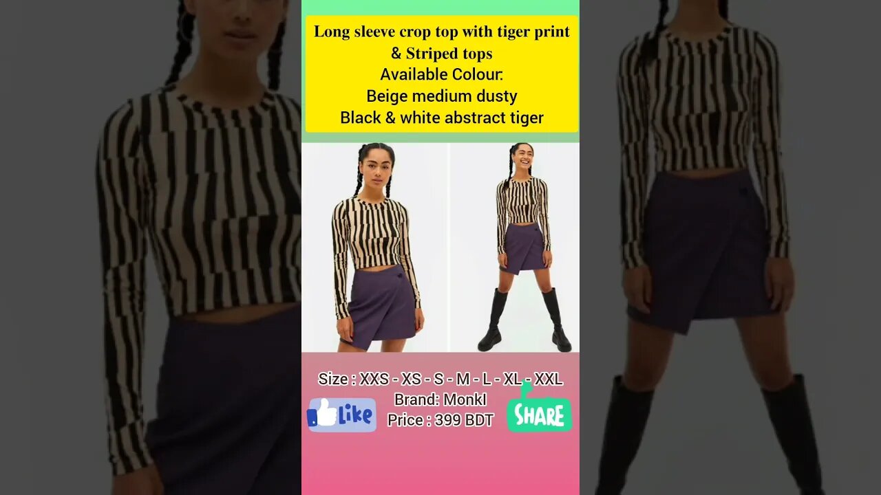 𝐋𝐨𝐧𝐠 𝐬𝐥𝐞𝐞𝐯𝐞 𝐜𝐫𝐨𝐩 𝐭𝐨𝐩 𝐰𝐢𝐭𝐡 𝐭𝐢𝐠𝐞𝐫 𝐩𝐫𝐢𝐧𝐭 & 𝐒𝐭𝐫𝐢𝐩𝐞𝐝 𝐭𝐨𝐩𝐬