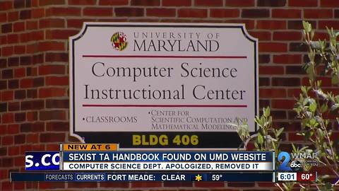 Sexist Computer Science TA handbook found on University of Maryland website