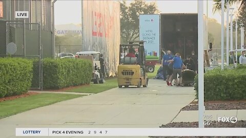 Red Sox continue to unload equipment at JetBlue Park