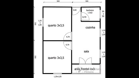 planta baixa casa pequena 2 quartos 7x6