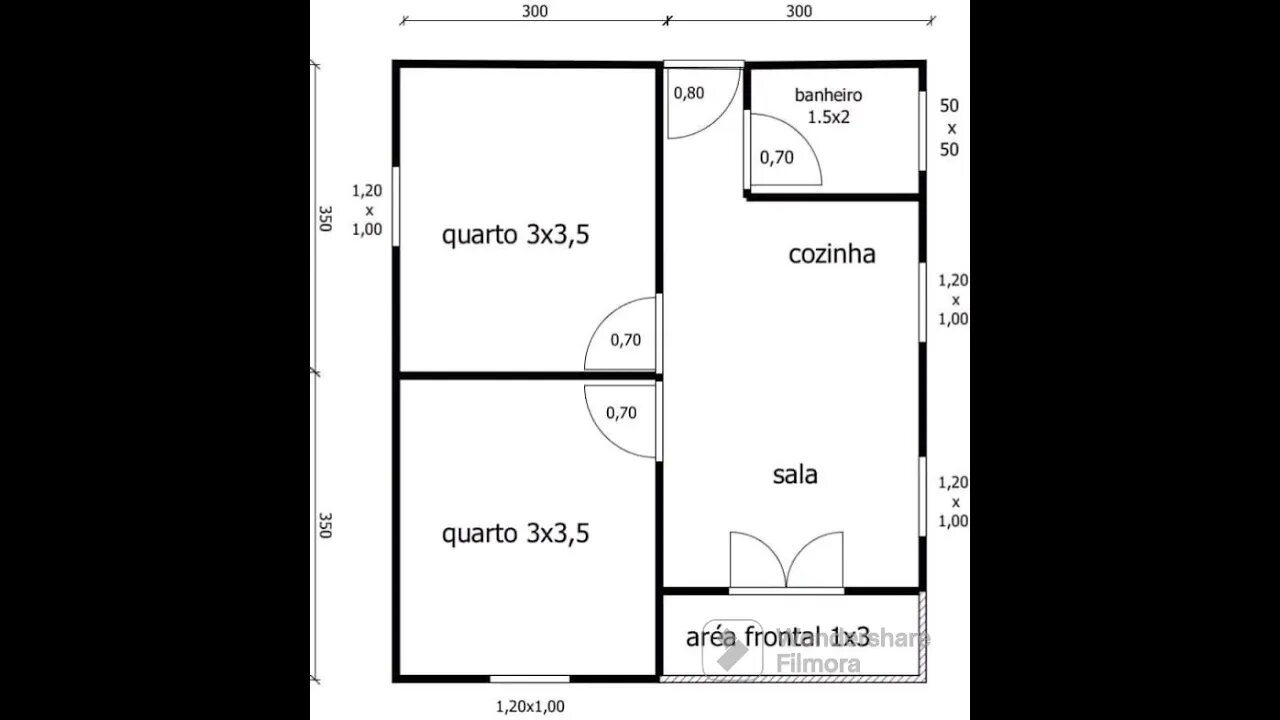planta baixa casa pequena 2 quartos 7x6