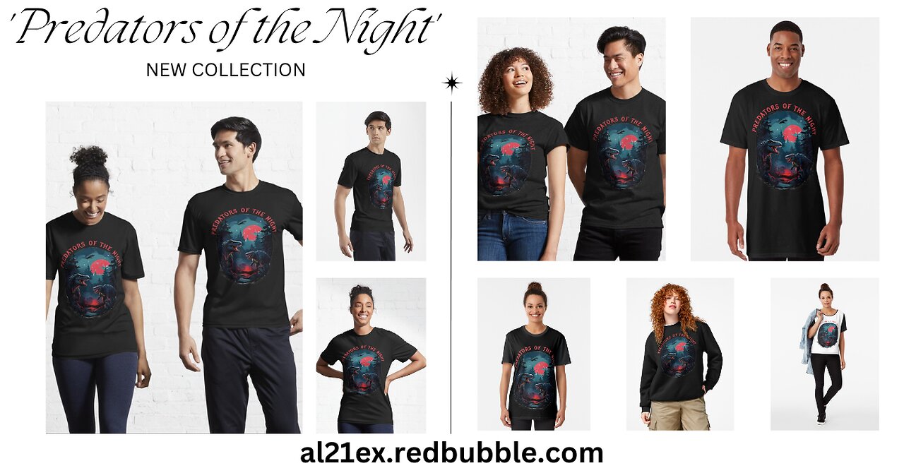 T-REX DINOSAUR PREDATORS OF THE NIGHT T-SHIRT &MERCH COLLECTION