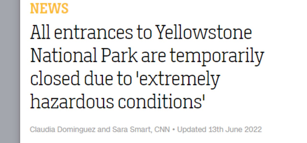 YELLOWSTONE NATIONAL PARK IS CLOSED DUE TO MASSIVE FLOODING - ROADS & BRIDGES WASHED OUT