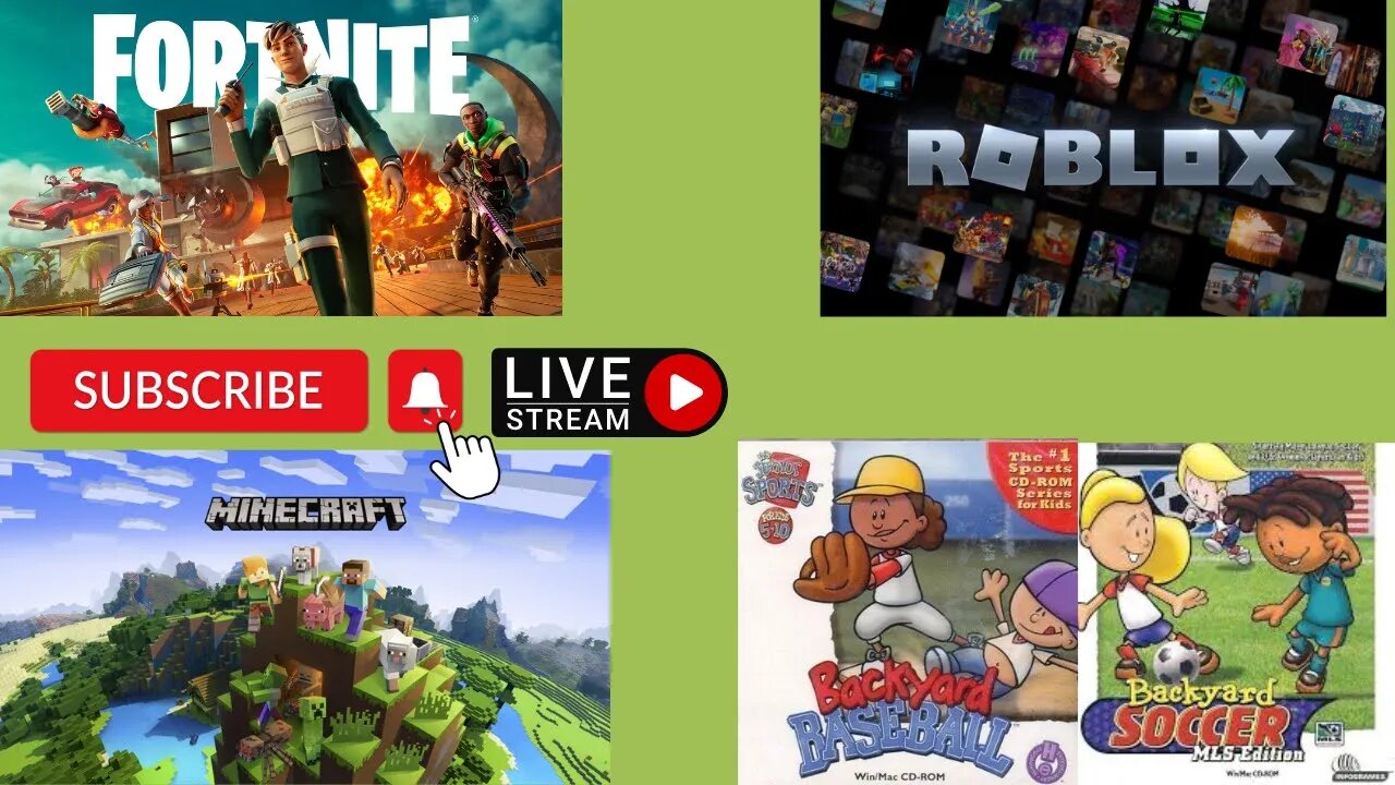 Fortnite,Minecraft,Roblox,Backyard Baseball,Backyard Soccer! LIVE!!!!!!!!!!