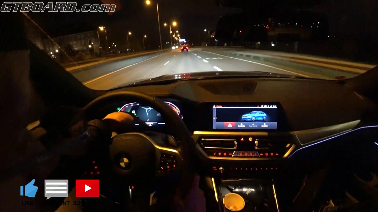 POV G20 BMW 330i Passive NIGHT driving home with family SEMI AUTONOMOUS driving