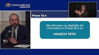 All Coloradans expected to be eligible for COVID-19 vaccine by mid-April, Polis says