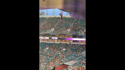 College Football Fans Save Falling Cat With American Flag