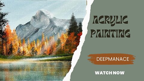 How to Draw a Lake Scenery Where Autumn Comes / Acrylic Painting