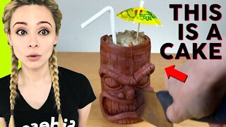 Baker Creates REALISTIC Tiki Drink CAKE