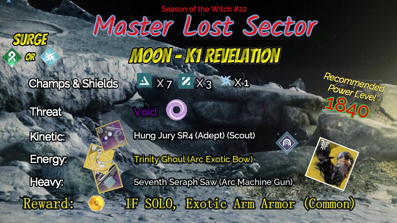 Destiny 2 Master Lost Sector: Moon - K1 Revelation on my Strand Hunter 10-19-23