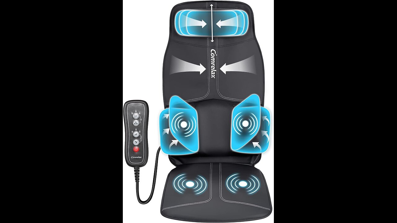 Vibration Back Massager with Adjustable Neck Pillow, Massage Chair Pad for Neck Waist Hips Thighs