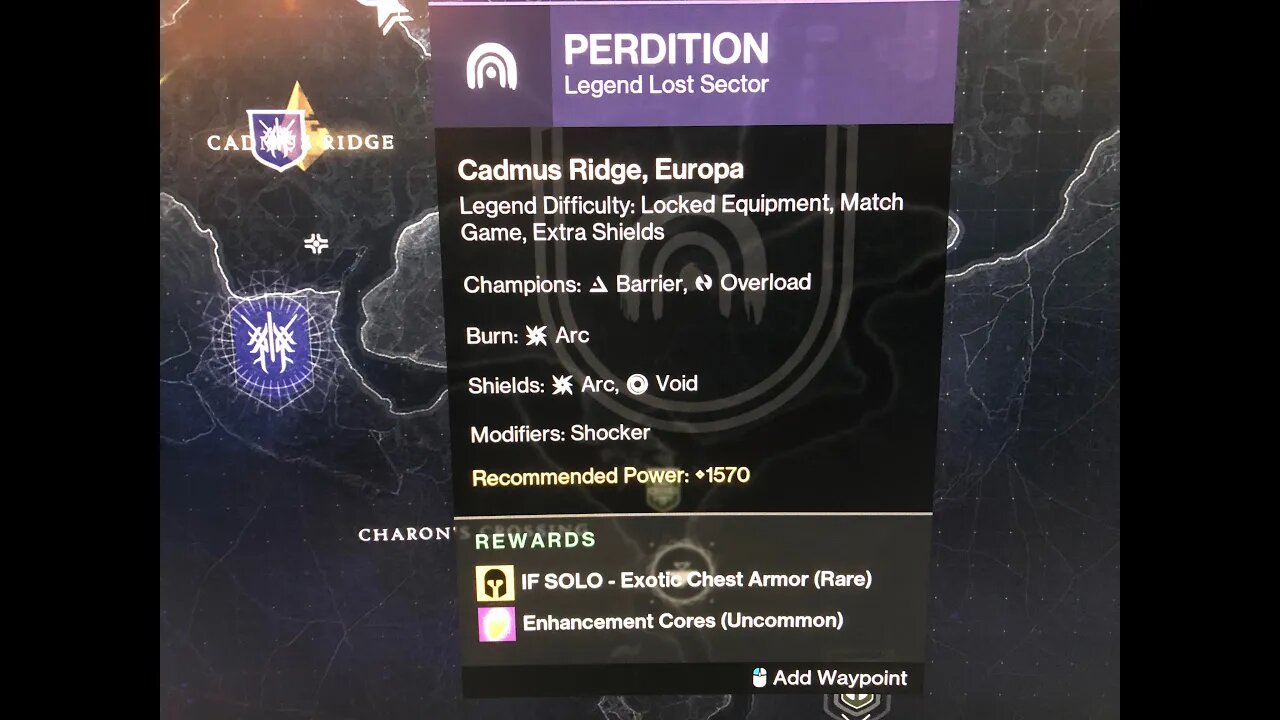 Legendary Lost Sector Perdition