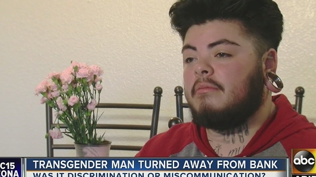 Phoenix transgender man claims Chase Bank discriminated against him when trying to open account