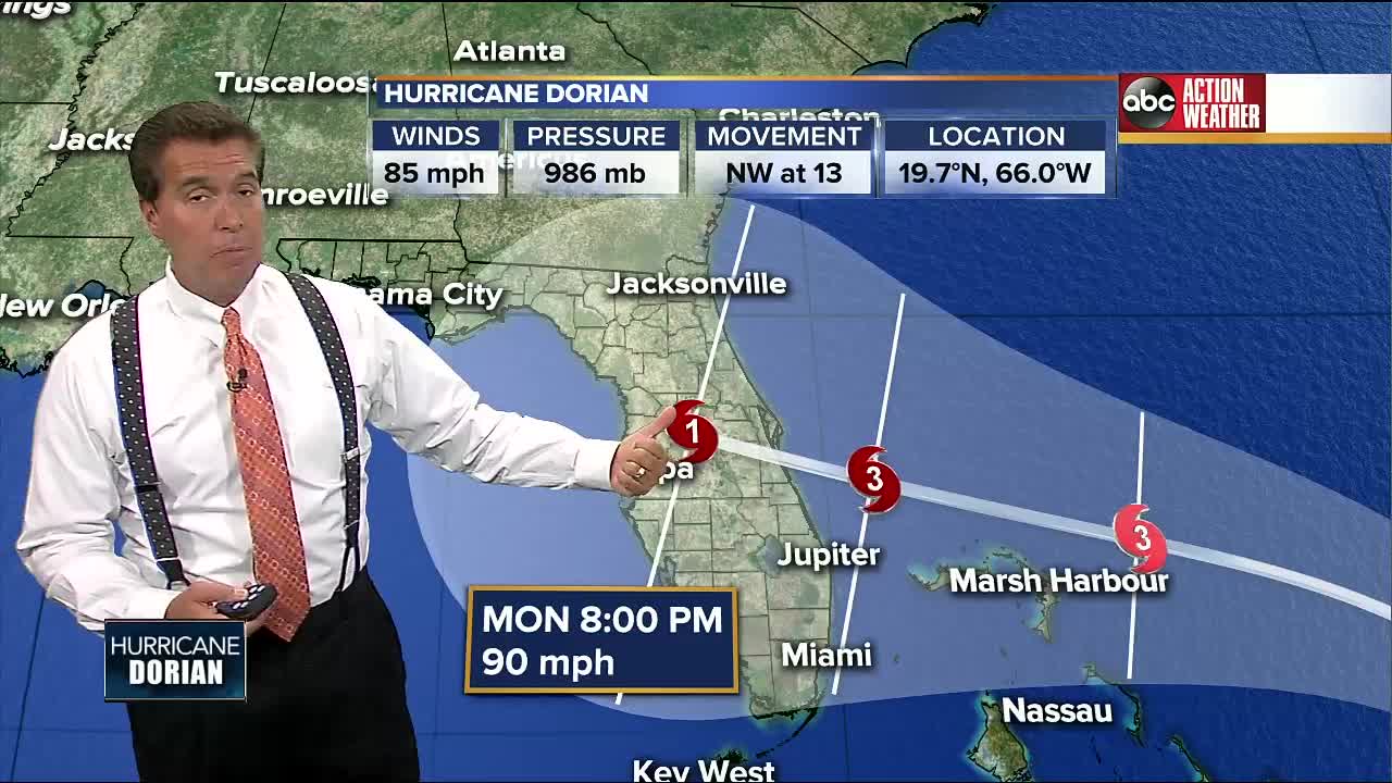 Hurricane hunters find Dorian strengthening, remains cat. 1 hurricane