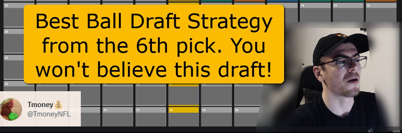 Best Ball Tournament Draft Strategy 6th Pick (full draft board sped up)