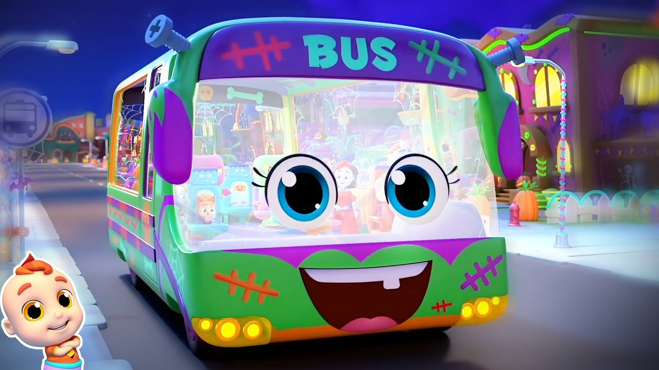 Wheels On The Bus Halloween Song & Nursery Rhyme for Children