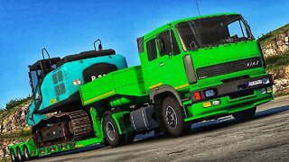 CZECH truck LIAZ 300s pulling 39 ton EXCAVATOR | ETS 2 Gameplay