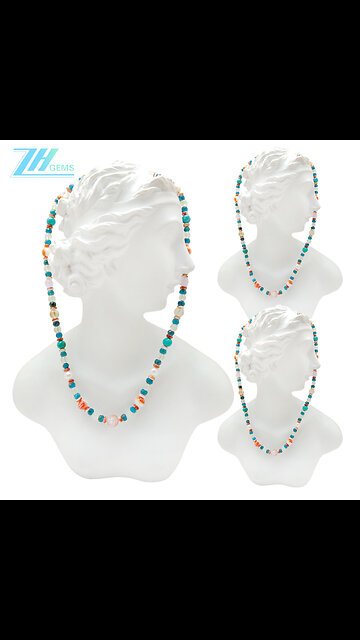 Natural turquoise Citrine gemstone pendant Prehnite pearl spiny oyster Rutilated Quartz01