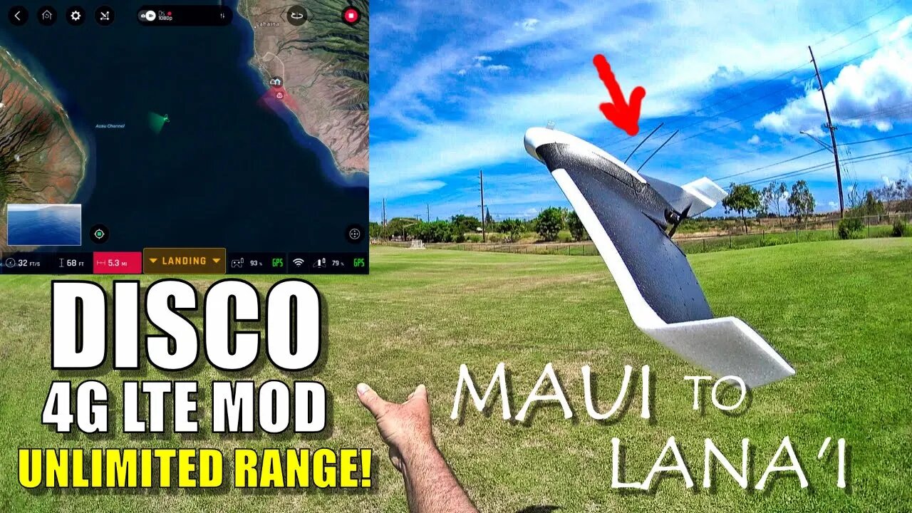 Parrot DISCO Unlimited Range! 4G LTE + Li-Ion Mod - 25 Mile MAUI to LANAI Manual Flight 😱😍