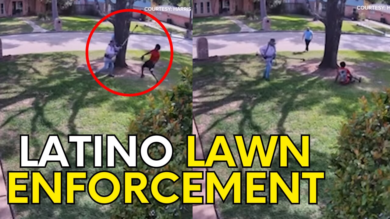 67 yr old Latino lawn care worker uses weed eater to fend off black thief's ''lawn enforcement''