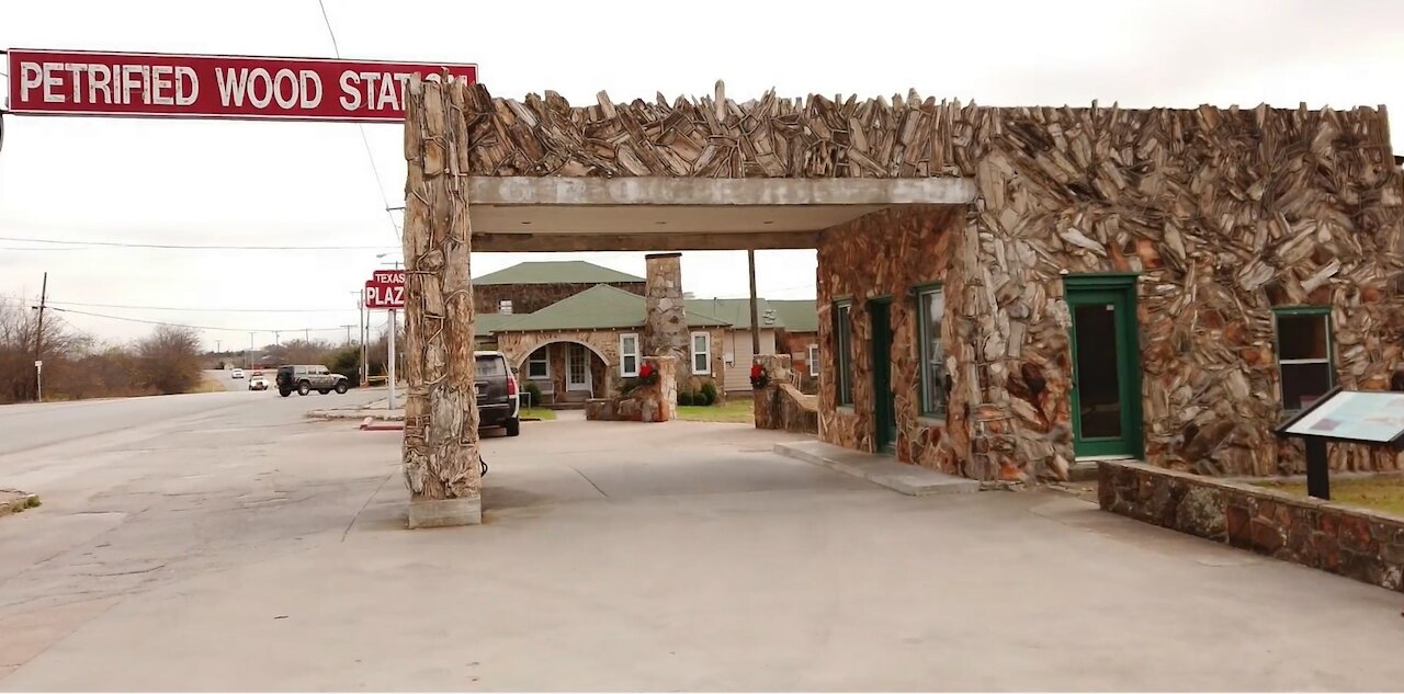 Historic petrified wood gas station