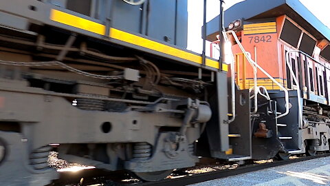 Eastbound CN 2263 & BNSF 7842 Locomotives Manifest Train In Ontario