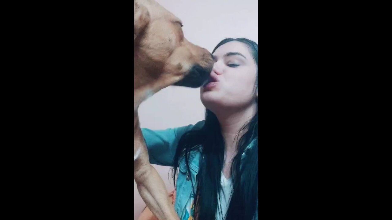 woman kiss with dog #1