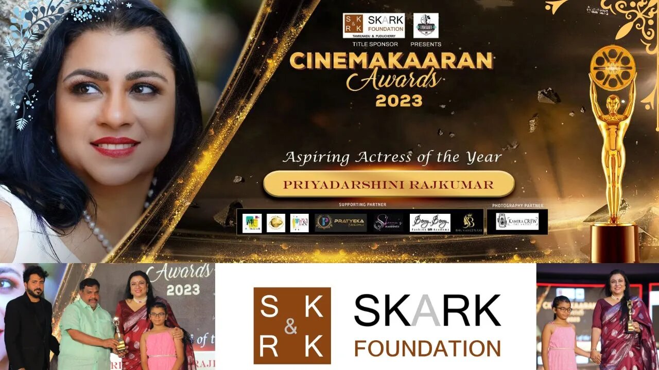 Aspiring Actress of the year 2023 Priyadharshini Rajkumar | Cinemakaaran Awards | SKARK Foundations|