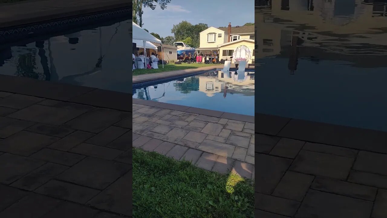band getting ready for the wedding on Long Island (I will be officiating)