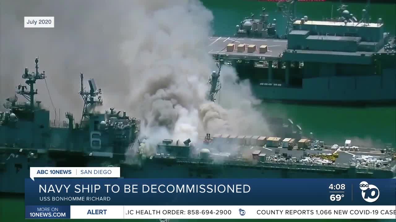 Navy to decommission fire-damaged USS Bonhomme Richard