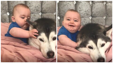 My baby and dog are good friends