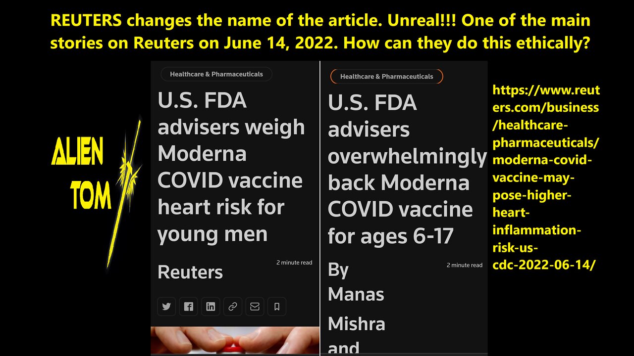 REUTERS Changes the Name of an Article on One of It's Main Stories on June 14, 2022 #MSM