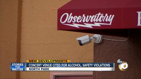 Concert venue cited for alcohol, saftey violations