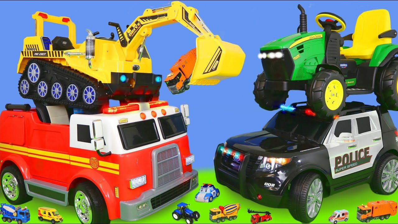 Toys review and learning name and sounds Construction vehicles