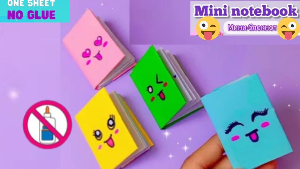 DIY MINI NOTEBOOK ONE SHEET OF PAPER - PAPER CRAFT - DIY BACK TO SCOOL