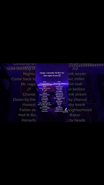 songs i consider 10/10’s for late night drives