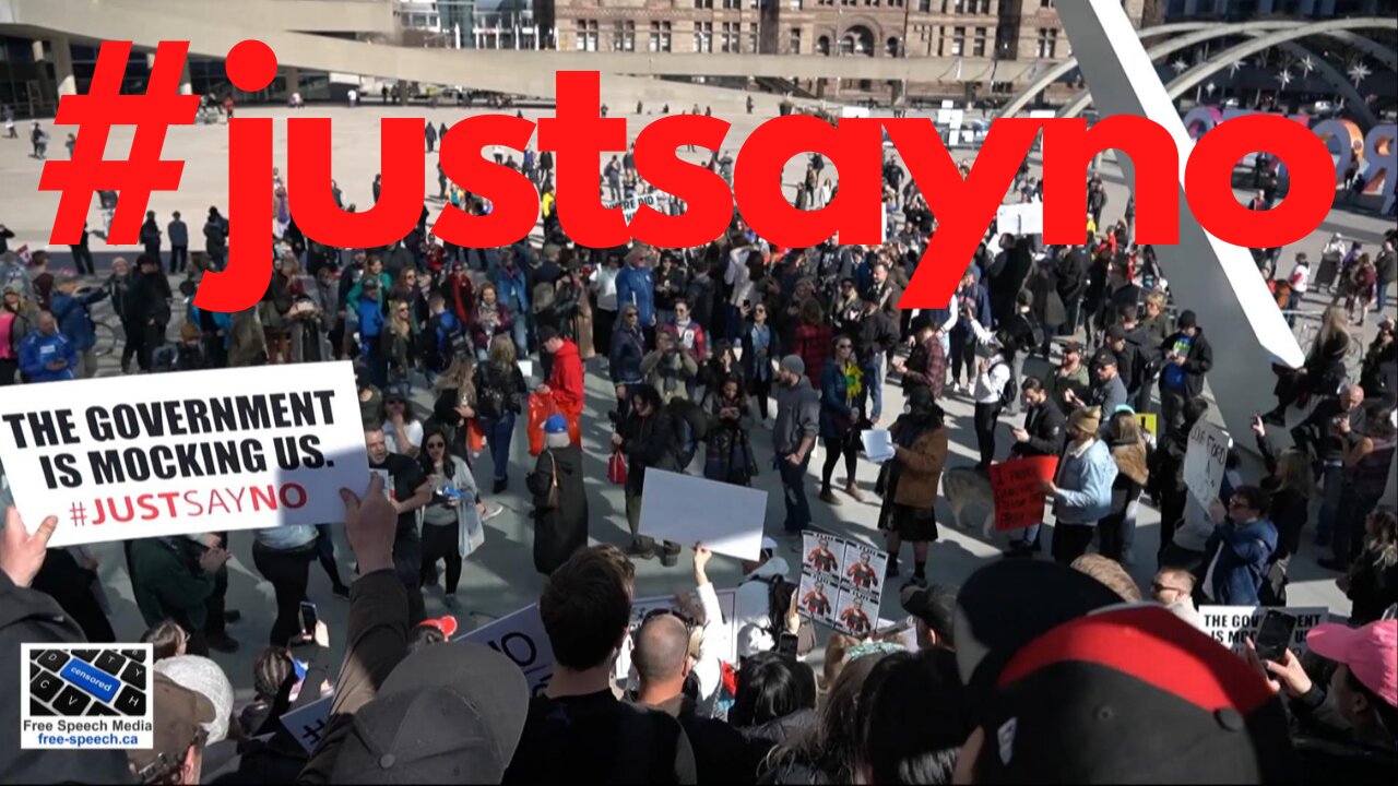 #justsayno Huge crowds at City Hall Toronto, Canada 03/20/21