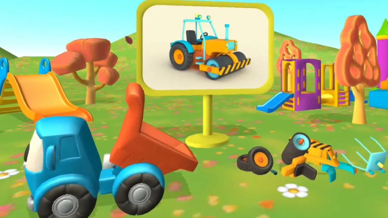 Leo and Cars: games for kids - Build a Road Roller - Educational Games for Kids