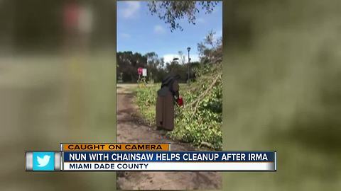 Florida nun dons habit, grabs chain saw to help after Irma