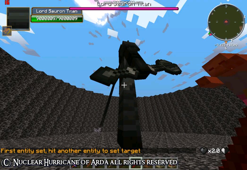 Minecraft mob battle sauron vs giant zombie