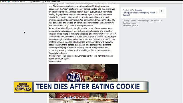 Mothers react after teenager dies of food allergy from Chips Ahoy cookie