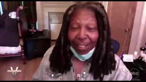 WHOOPI wearing her mask whilst at home on a zoom call
