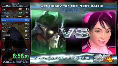 Tekken 4 : All default characters Speedrun ( Easy , 1 round )