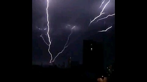 lightening over city