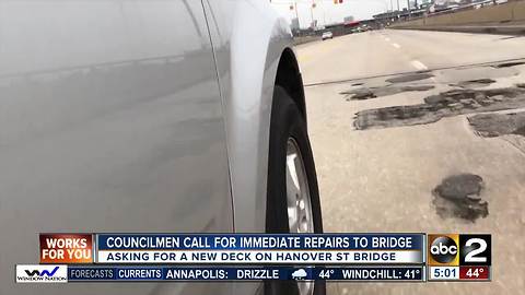 Councilman call for emergency repairs to Hanover Street Bridge