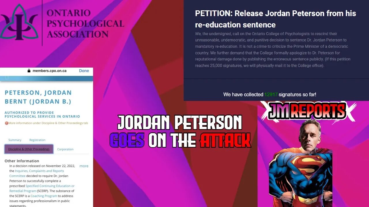 Jordan Peterson challenges College of Psychologists drops receipts that the complaints are a lie