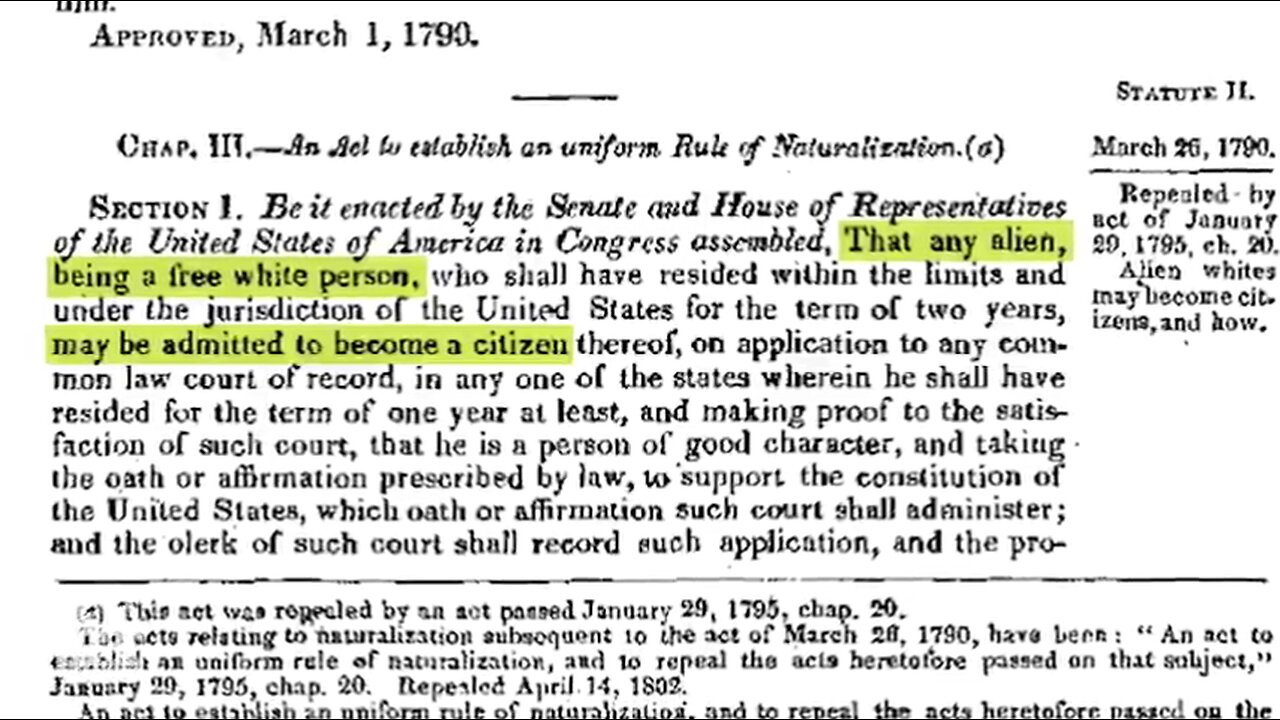 Naturalization Law Of 1790