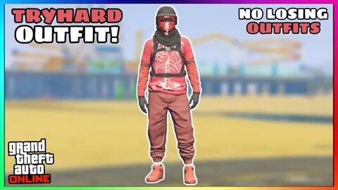 Easy Red Joggers Ripped Shirt Tryhard Modded Outfit (No Transfer) (GTA Online)